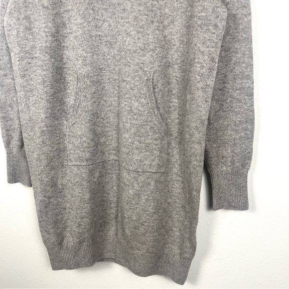 Naadam Wool & Cashmere Heather Gray Hooded Sweater Tunic Sweatshirt Dress Small - Picture 4 of 7